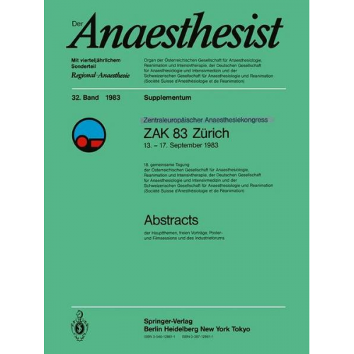 Zentraleuropôischer Anaesthesiekongress ZAK 83 Zürich