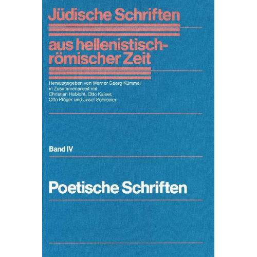 Jüdische Schriften aus hellenistisch-römischer Zeit, Bd 4: Poetische Schriften / Einbanddecke zu den Lieferungen 1-3