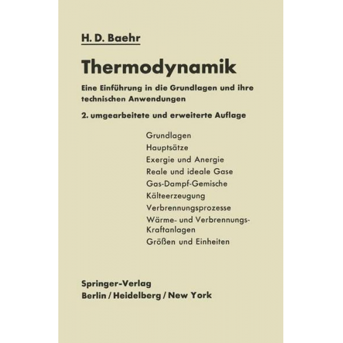 Hans Dieter Baehr - Thermodynamik