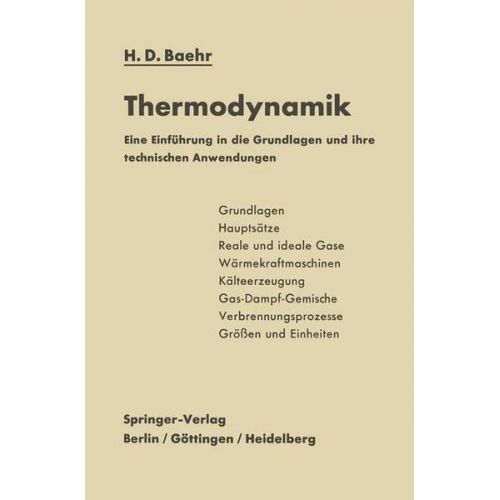 Hans Dieter Baehr - Thermodynamik