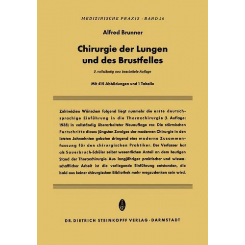 Alfred Brunner - Chirurgie der Lungen und des Brustfelles