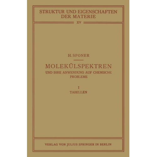 H. Sponer - Molekülspektren und ihre Anwendung auf Chemische Probleme