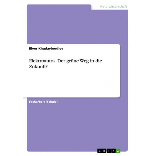 Elyor Khudayberdiev - Elektroautos. Der grüne Weg in die Zukunft?