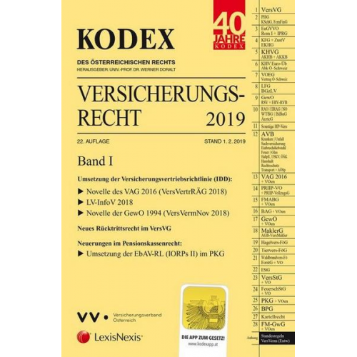 KODEX Versicherungsrecht Band I 2019