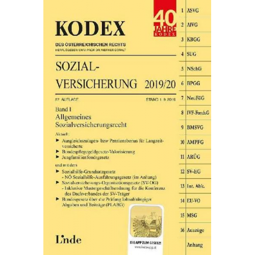 Elisabeth Brameshuber - KODEX Sozialversicherung 2019/20, Band I