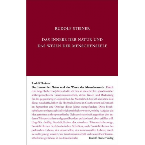 Rudolf Steiner - Das Innere der Natur und das Wesen der Menschenseele