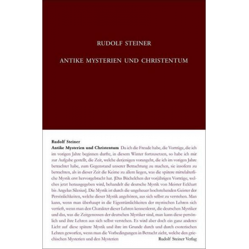 Rudolf Steiner & Rudolf Steiner Nachlassverwaltung - Antike Mysterien und Christentum