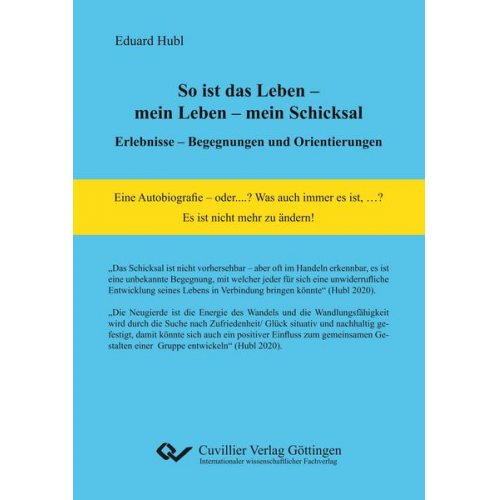 Eduard Hubl - So ist das Leben – mein Leben – mein Schicksal