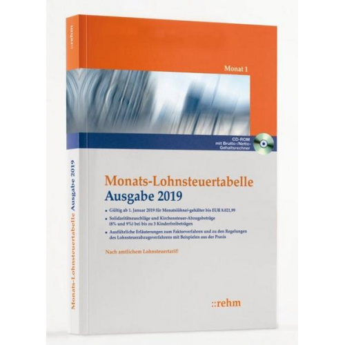 Monats-Lohnsteuertabelle 2019