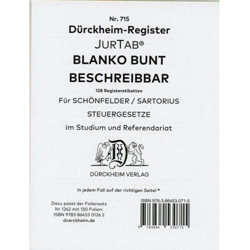 Constantin Dürckheim - DürckheimRegister® BLANKO-FARBE Beschreibbar für Gesetzestexte mit Stichworten