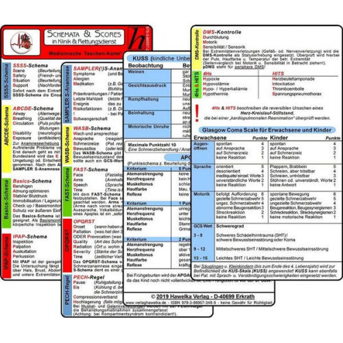 Sven Berghaus & Uwe Hawelka - Schemata & Scores in Klinik & Rettungsdienst, 2 Medizinische Taschen-Karten
