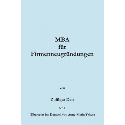 Zulfiqar Deo - MBA for Startups (German)