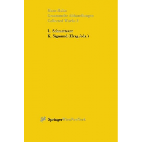 Hans Hahn - Gesammelte Abhandlungen III - Collected Works III