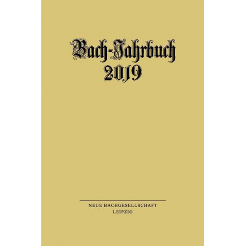 Bach-Jahrbuch 2019