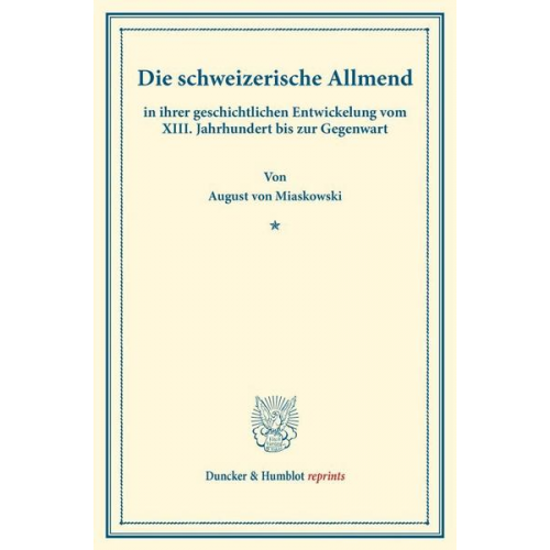 August Miaskowski - Die schweizerische Allmend