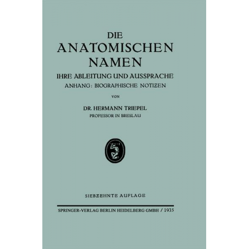 Hermann Triepel - Die Anatomischen Namen