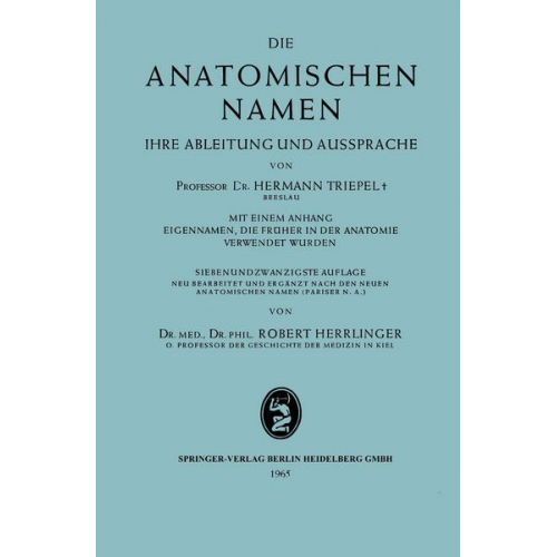 Hermann Triepel & Robert Herrlinger - Die anatomischen Namen