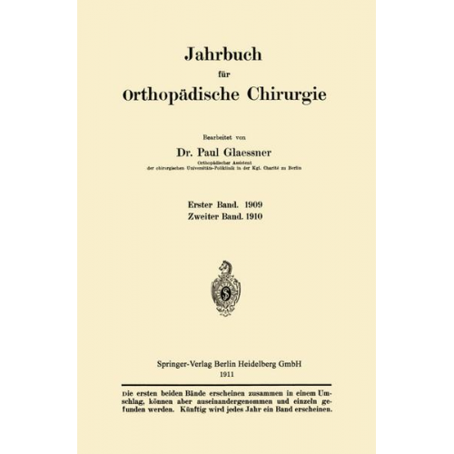 Paul Glaessner - Jahrbuch für orthopädische Chirurgie