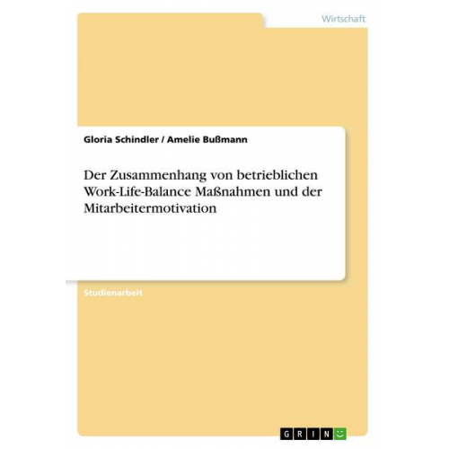 Gloria Schindler & Amelie Bussmann - Der Zusammenhang von betrieblichen Work-Life-Balance Maßnahmen und der Mitarbeitermotivation