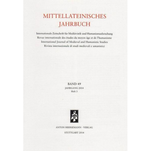 Mittellateinisches Jahrbuch. Internationale Zeitschrift für Mediävistik und Humanismusforschung