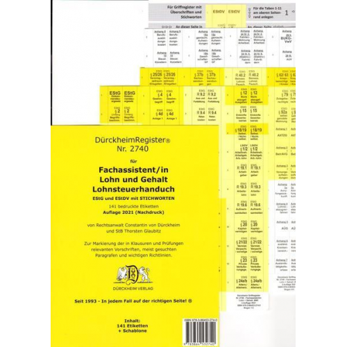 DürckheimRegister® BMF-2022- Lohnsteuerhandbuch/EStG, EStDV usw. Fachassistent Lohn und Gehalt