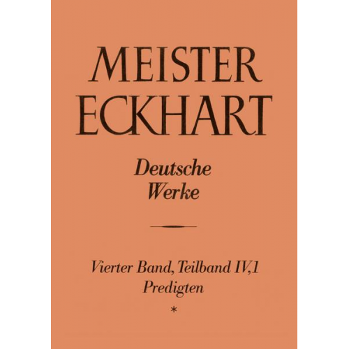 Meister Eckhart. Deutsche Werke Band 4,1: Predigten