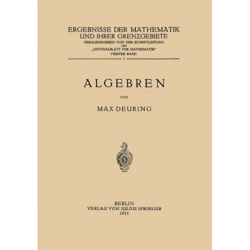 Max Deuring - Algebren