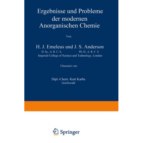 H.J. Emelaeus & J.S. Anderson & NA Kurt - Ergebnisse und Probleme der Modernen Anorganischen Chemie