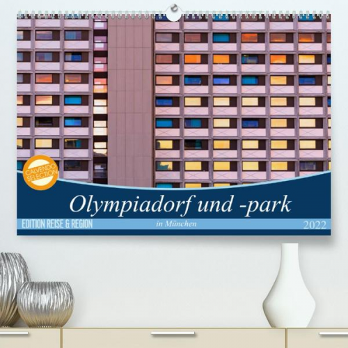 Martina Schikore - Olympiadorf und -park in München (Premium, hochwertiger DIN A2 Wandkalender 2022, Kunstdruck in Hochglanz)