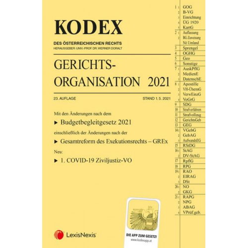 KODEX Gerichtsorganisation 2021 - inkl. App