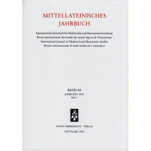 Mittellateinisches Jahrbuch. Internationale Zeitschrift für Mediävistik und Humanismusforschung