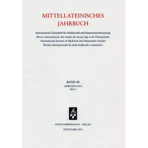 Mittellateinisches Jahrbuch. Internationale Zeitschrift für Mediävistik und Humanismusforschung