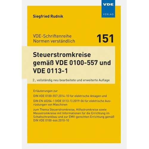 Siegfried Rudnik - Steuerstromkreise gemäß VDE 0100-557 und VDE 0113-1