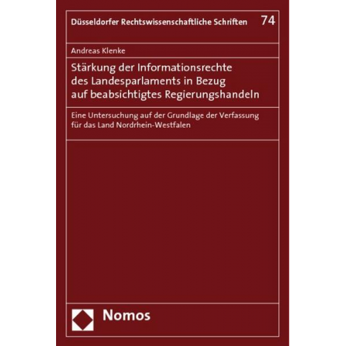 Andreas Klenke - Stärkung der Informationsrechte des Landesparlaments in Bezug auf beabsichtigtes Regierungshandeln