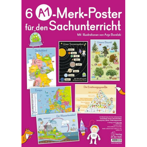 Redaktionsteam Verlag an der Ruhr - 6 A1-Poster für den Sachunterricht: Deutschland, Europa, Wasserkreislauf, Sonnensystem, Bäume, Ernährungspyramide