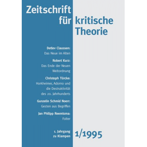 Zeitschrift für kritische Theorie / Zeitschrift für kritische Theorie, Heft 1