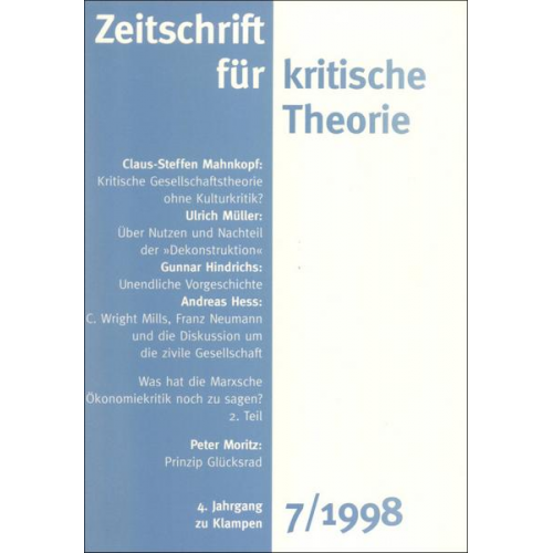 Zeitschrift für kritische Theorie / Zeitschrift für kritische Theorie, Heft 7