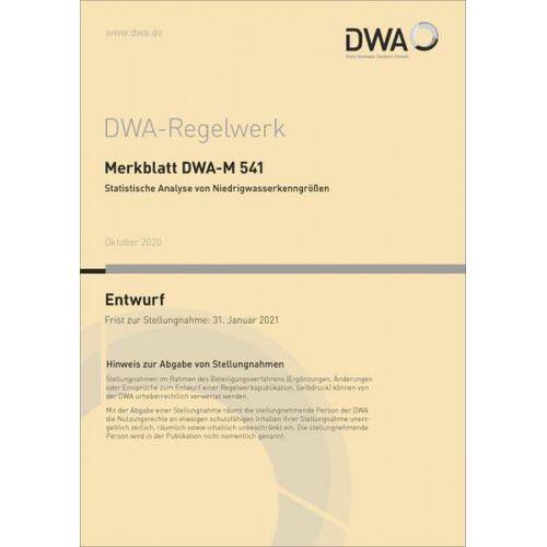 Merkblatt DWA-M 541 Statistische Analyse von Niedrigwasserkenngrößen (Entwurf)