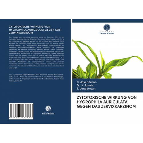 C. Jayenderan & K. Amala & T. Vengatesan - Zytotoxische Wirkung von Hygrophila Auriculata Gegen das Zervixkarzinom