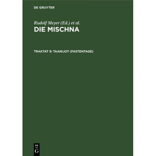 Die Mischna. Mo'ed / Taanijot (Fastentage)