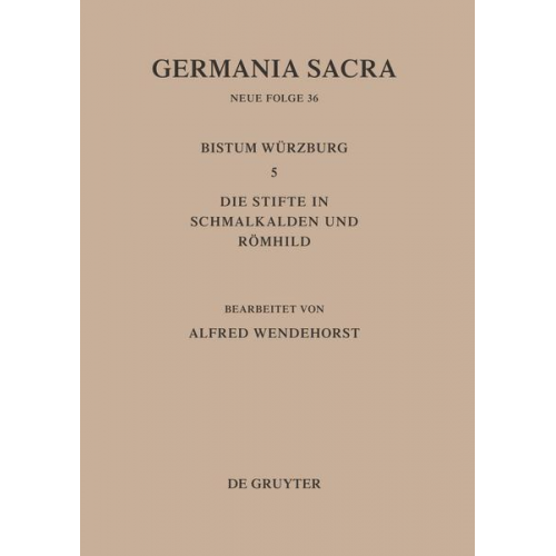 Helmut Flachenecker & Alfred Wendehorst - Germania Sacra. Neue Folge / Die Bistümer der Kirchenprovinz Mainz: Das Bistum Würzburg 5: Die Stifte in Schmalkalden und Römhild