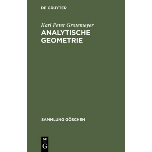 Karl Peter Grotemeyer - Analytische Geometrie