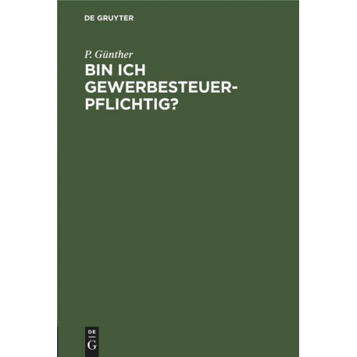 P. Günther - Bin ich gewerbesteuerpflichtig?