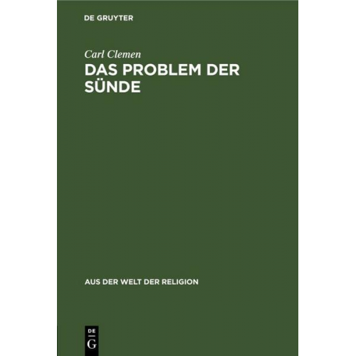 Carl Clemen - Das Problem der Sünde