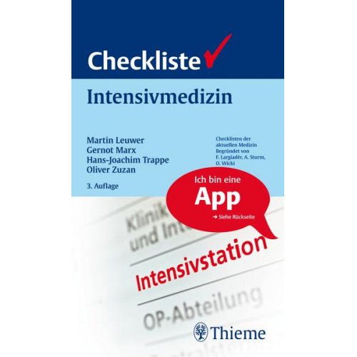 Oliver Zuzan & Hans-Joachim Trappe & Gernot Marx & Martin Leuwer - Checkliste Intensivmedizin (mit kostenloser App)