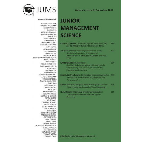 Junior Management Science e. V. - Junior Management Science, Volume 4, Issue 4, December 2019