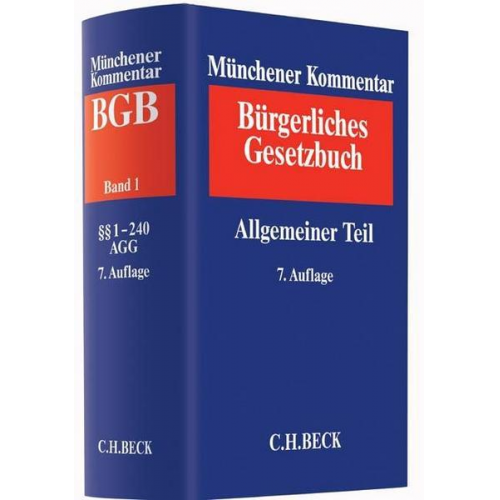 Münchener Kommentar zum Bürgerlichen Gesetzbuch Bd. 1: Allgemeiner Teil §§ 1-240, ProstG, AGG