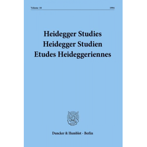 Parvis Herrmann Emad - Heidegger Studies - Heidegger Studien - Etudes Heideggeriennes.