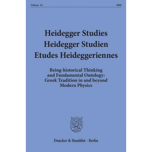 Heidegger Studies - Heidegger Studien - Etudes Heideggeriennes.