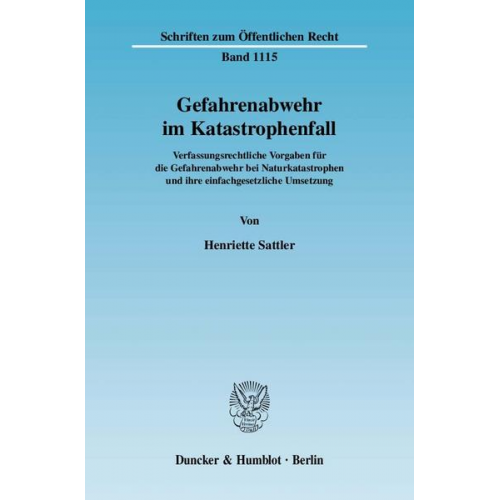 Henriette Sattler - Gefahrenabwehr im Katastrophenfall.